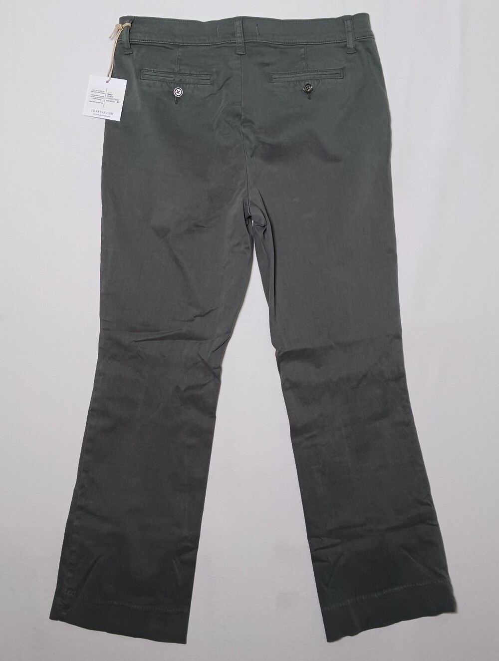 Lila Ryan The Jenalyn Bootcut Trousers 8P Brushed Sateen Olive 30X29 NWT - Picture 7 of 13